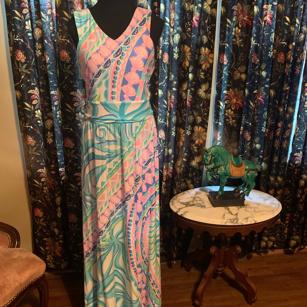 Lilly Pulitzer Pink and Blue  Maxi Sundress